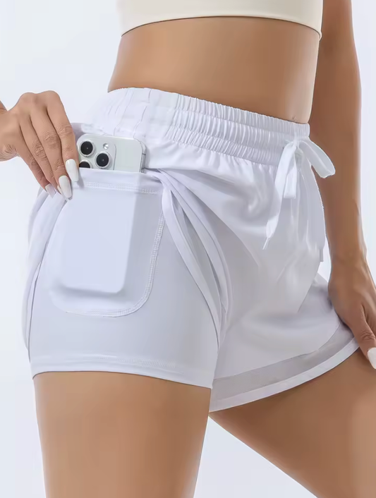 Women’s 2-in-1 Running Shorts – Quick-Dry, Breathable Athletic Shorts with Inner Lining – Loose-Fit Summer Fitness & Yoga Workout Shorts
