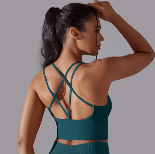Crossover Back Sports Bra for Women – High Impact Shockproof Fitness Bra | Solid Color Wireless Workout Vest | Supportive & Breathable Activewear