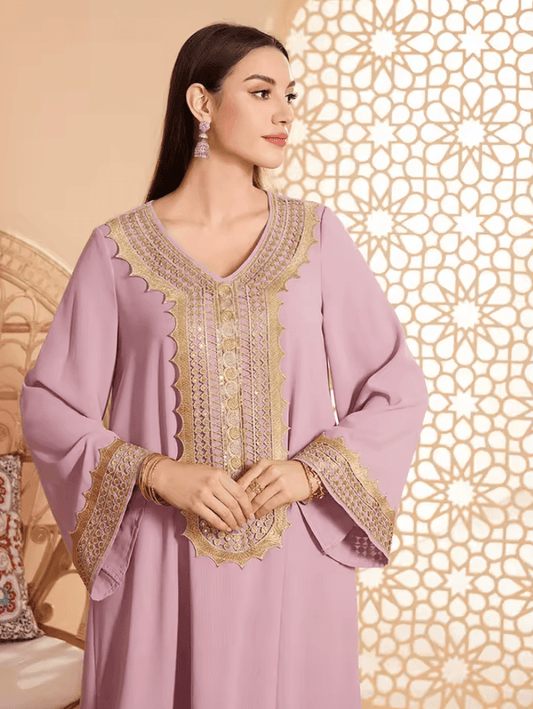 Women’s Muslim Maxi Dress – Loose Fit Dubai Kaftan Abaya | Marocain Islamic Gown for Eid, Ramadan, Prayer & Arabic Modestwear