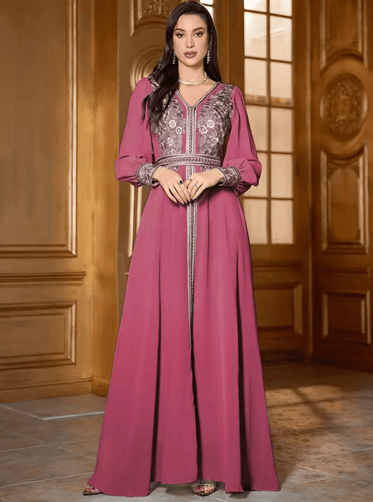 Women’s Floor-Length Elegant Party Dress – V-Neck Evening Gown for Weddings, Formal Events & Special Occasions