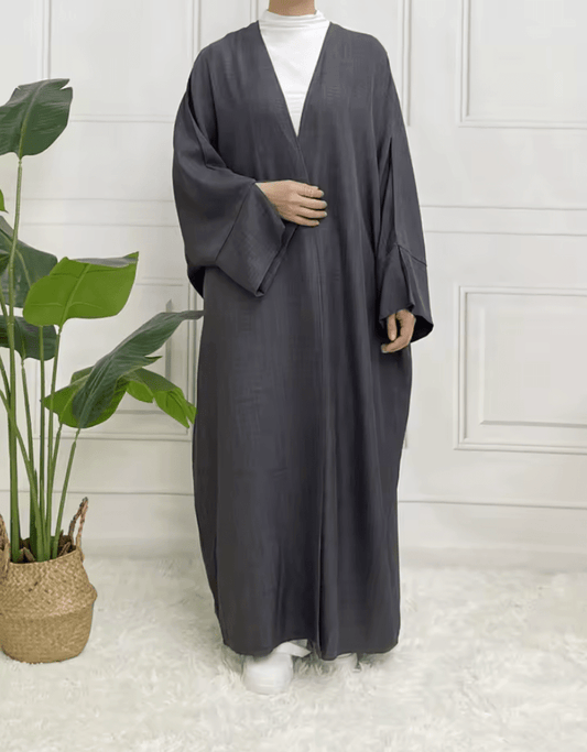 Minimalist Split Sleeve Open Abaya Kimono – Modest Islamic Outerwear for Muslim Women | Comfortable, Elegant & Slip Dress Not Included