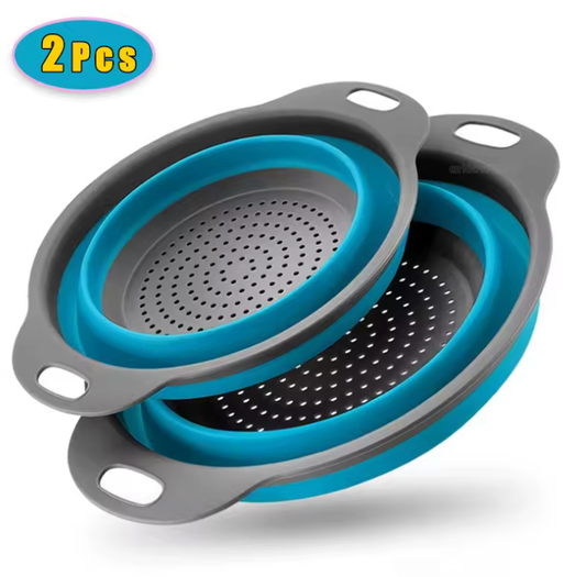 Collapsible Silicone Drain Basket – Folding Colander & Strainer for Washing Vegetables & Fruits | Space-Saving Kitchen Drainer Tool