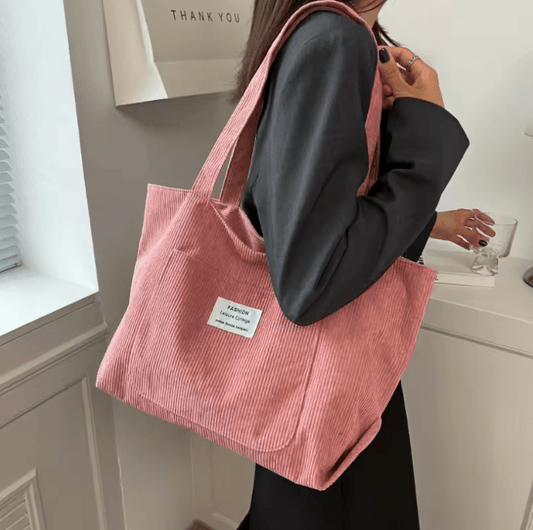 2025 Large Capacity Corduroy Shoulder Bag for Women – Fashionable Casual Tote | Simple Handbag & Student Side Bag for Daily Use, School, or Travel