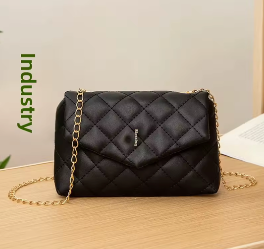 Embroidered Argyle Chain Crossbody Bag for Women – Trendy Small Square Shoulder Purse, Versatile Boutique Style, Customizable & Wholesale Friendly
