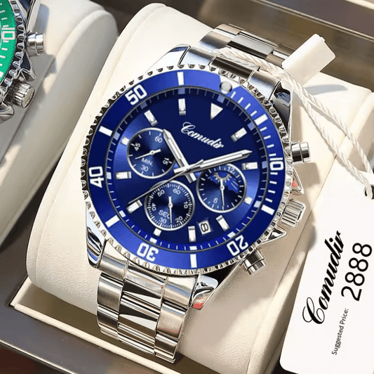 Top Brand Men’s Luxury Stainless Steel Watch – Waterproof Sports Quartz Wristwatch with Luminous Dial, Fashionable Design, Relogios Masculino