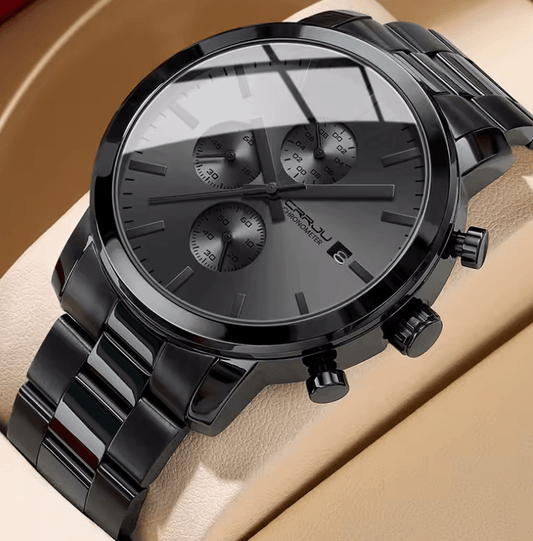 Men’s Luxury Chronograph Watch – Stainless Steel Quartz Analog Business Watch with Date Display, Waterproof Design – Elegant Casual Timepiece for Men