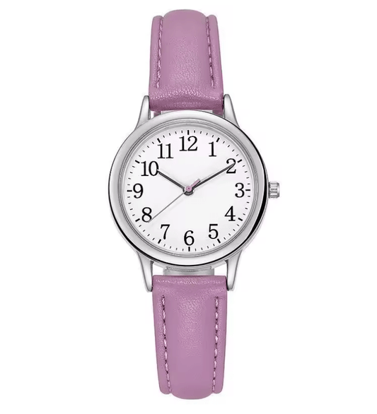 Women’s Candy Color Quartz Watch – Simple Dial, PU Leather Strap – Minimalist Fashion Wristwatch for Girls & Ladies | Reloj de Mujer Montre Femme