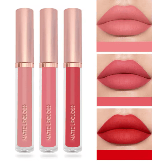 3PCS Matte Nude Liquid Lipstick Set – Velvet Finish, Waterproof & Long-Lasting – Non-Stick, Moisturizing Lip Gloss & Lip Tint Combo for Women’s Daily Makeup