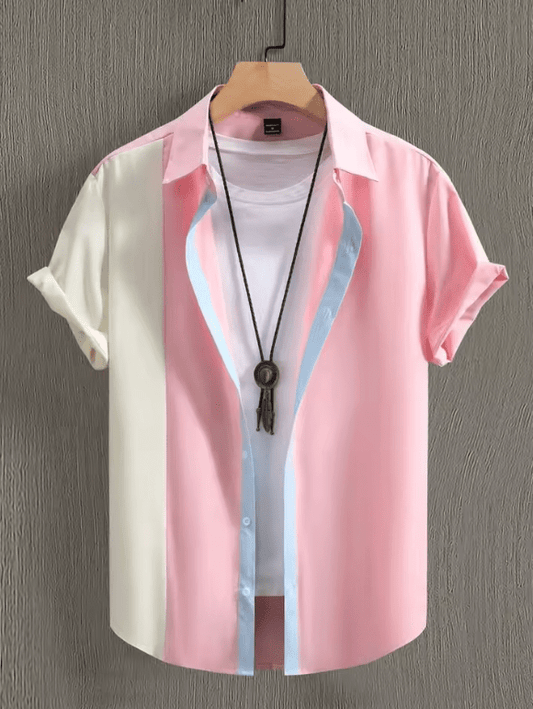 Men’s Rose Print Shirt – Short Sleeve Summer Button-Down, Floral Casual Top for Holidays, Parties, and Everyday Wear