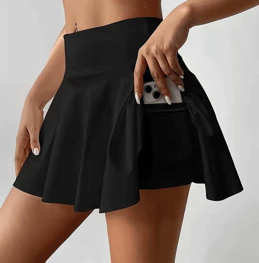 Women’s High Waisted Athletic Skort – Breathable Sports Mini Skirt with Built-in Shorts, Belt & Pockets – Tennis, Yoga & Golf Activewear