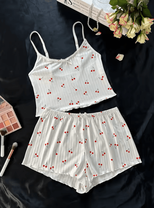 2025 Girls’ Cute Homewear Set – Lightweight Sleepwear Top & Panty Set – Thin Casual Nightwear for Kids & Teens