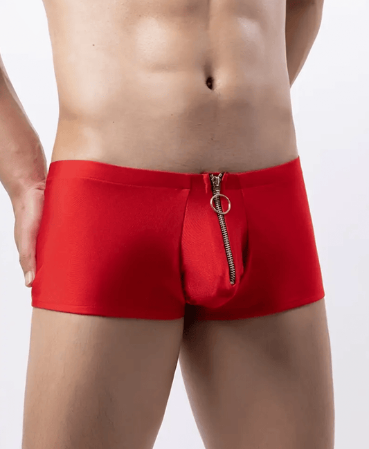 Men’s Boxer Shorts – Solid Polyester Zip-Up Underwear with U Convex Pouch, Low-Rise Breathable Panties, Sexy Hombre Cueca Calzoncillo Underpants