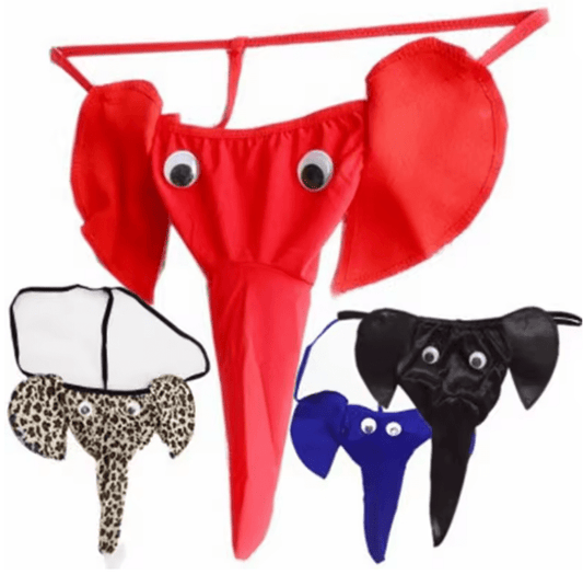 Men’s Funny Elephant Thong Underwear – Sexy Cartoon Trunk G-String Panties, Low-Rise Novelty Lingerie for Him, Playful Costume Briefs