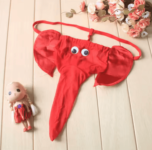 Men’s Funny Elephant Thong Underwear – Sexy Cartoon Trunk G-String Panties, Low-Rise Novelty Lingerie for Him, Playful Costume Briefs