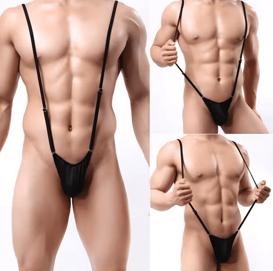 Men’s Sexy Strap Thong Bodysuit – Mankini Leotard Lingerie for Male, Stage Performance Costume, Bandage-Style Body Harness Underwear