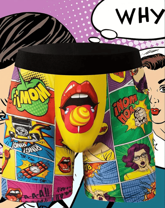 Men’s Fun Lip & Graffiti Boxer Shorts – Comfortable Cartoon Duck Underwear