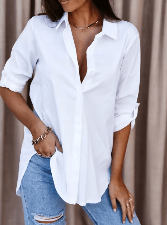 Women’s Oversized White Blouse – Long Sleeve Casual Shirt | Spring & Autumn Fashion Streetwear Top