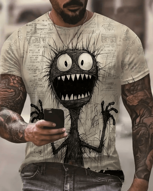 Men’s Skull Graphic 3D Print T-Shirt – Oversized Casual Tee, Cool Streetwear Style, Loose Fit Short Sleeve Top