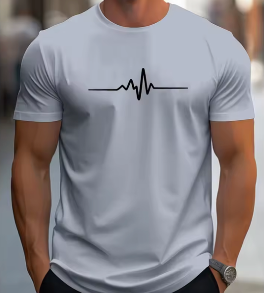 2025 Men’s Graphic Print T-Shirt – 100% Cotton Slim Fit Summer Tee, Round Neck Short Sleeve Casual Sports Top