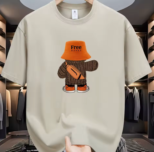 Men’s Cartoon Graphic T-Shirt – 100% Cotton Loose Fit Summer Tee, Casual Short Sleeve, Round Neck Comfortable Sports Top