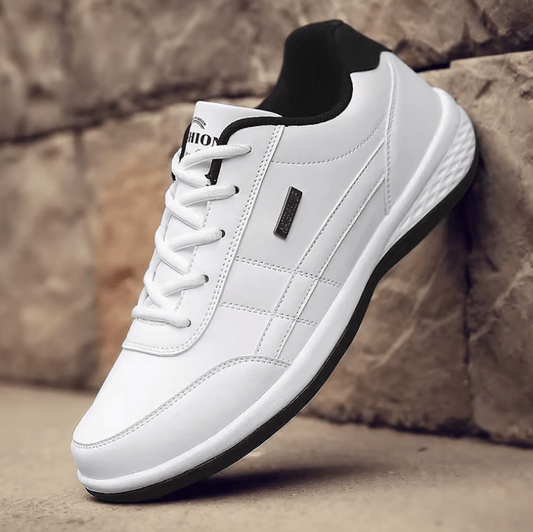 Men’s Leather Casual Shoes – Lace-Up, Wear-Resistant & Vulcanized for Outdoor Comfort