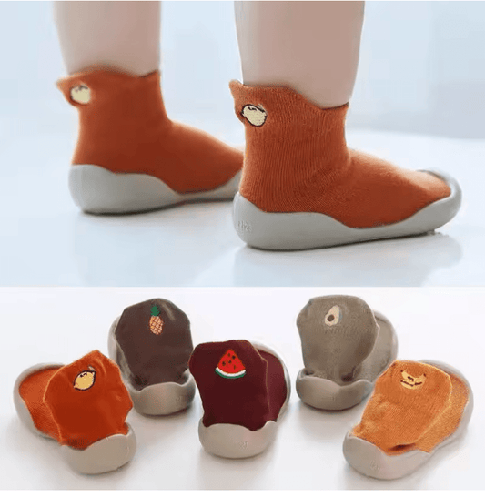 Fruit Pattern Baby Floor Socks – Non-Slip Cartoon Toddler Shoes with Breathable Cotton Sole for Boys & Girls