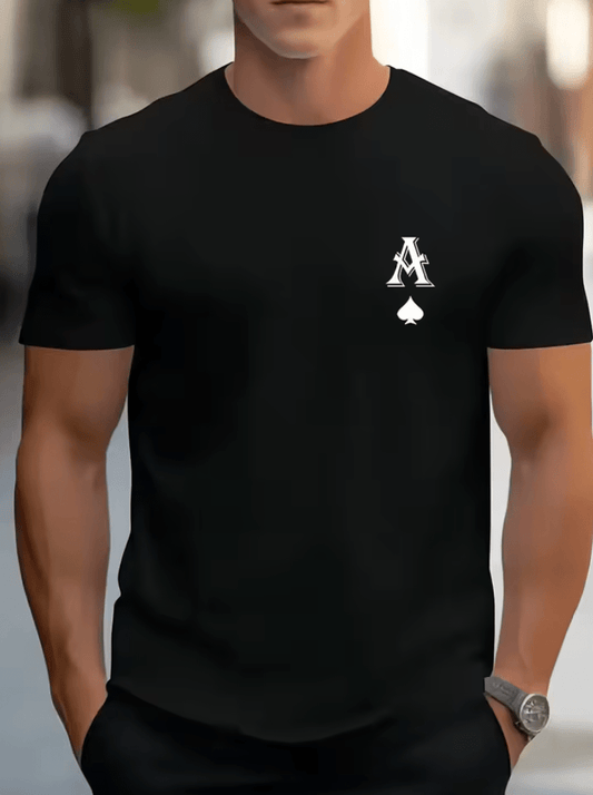 Men’s Mesh T-Shirt with Ace of Spades Print – Quick-Dry Summer Fashion Tee – Lightweight Breathable Short Sleeve Top – Cool Streetwear Style