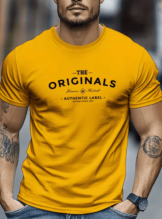 Men’s Cotton Sport T-Shirt – Breathable “The Originals” Letter Print Tee – Casual Summer Streetwear Short Sleeve Top – Fashion Leisure Brand Style