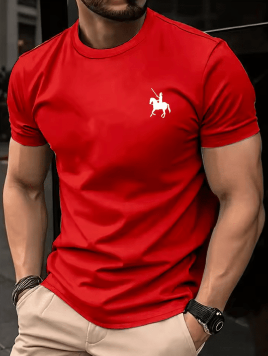 Men’s Cotton T-Shirt with Knight Print – Breathable Summer Short Sleeve Top – Round Neck Casual Sport Tee – High-Quality Soft & Comfortable Streetwear