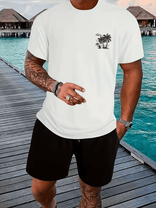 Men’s Cotton T-Shirt – Breathable Summer Short Sleeve Tee with Tree Graphic – Casual Sport Style, Round Neck Leisurewear – Streetwear Fashion Top