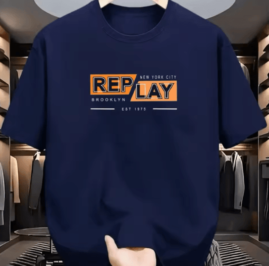 Men’s Letter Print T-Shirt – 100% Cotton Crew Neck Short Sleeve Top – Breathable Stretch Regular Fit Tee for Casual Daily Wear – All-Season Comfort