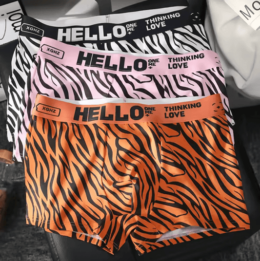 HELLO Brand Men’s Cotton Boxer Shorts – Stylish Zebra Print Underwear