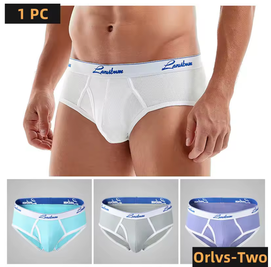 Men’s Mid-Waist Cotton Briefs – Breathable Solid Color Youth Underwear