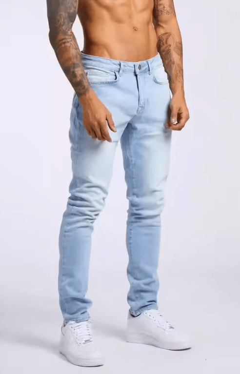 Men’s Slim-Fit Black Stretch Denim Jeans – Trendy Casual Tapered Pants with Slimming Effect
