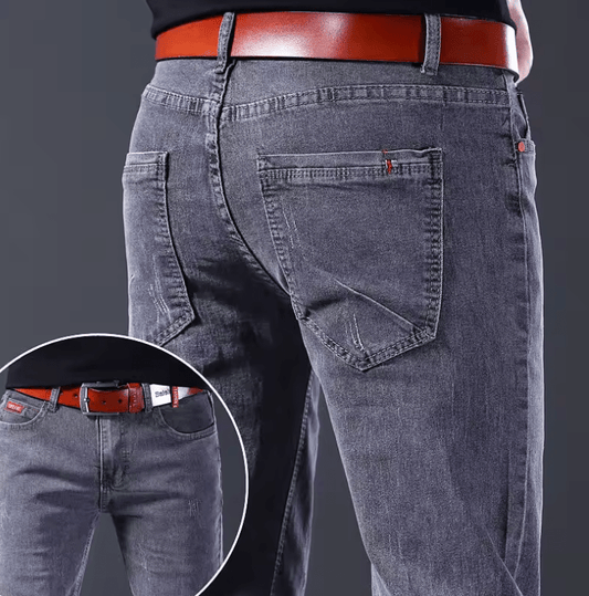 Men’s Slim Fit Korean Style Button Jeans – Black Skinny Solid Color Stretch Denim Pants, Multi-Button Design, Youth Streetwear