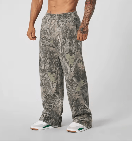 Men’s Jogger Straight Fitness Pants – Trendy Camouflage Wide Leg, Breathable Running Sweatpants, Loose Fit Trousers