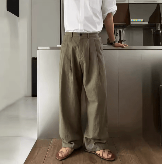 Men’s Summer Linen Trousers – High-End Japanese Style, Versatile Loose-Fit Straight-Leg Casual Pants, Comfortable & Breathable