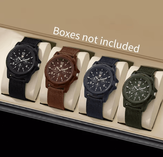 Men's Military Sport Watch Set (4-Pack), Quartz & Nylon
