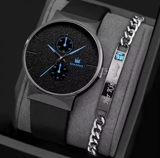 Men's 2-Piece Quartz Watch Set - Business & Casual