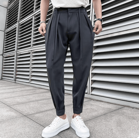 2025 Summer Men’s Elastic Waist Suit Pants – Drape Business Casual Trousers for Office, Social, and Party Wear