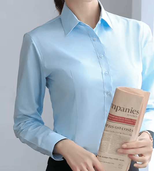 قمصان نسائية أنيقة بأكمام طويلة | بلوزات بيضاء ووردية للمكتب