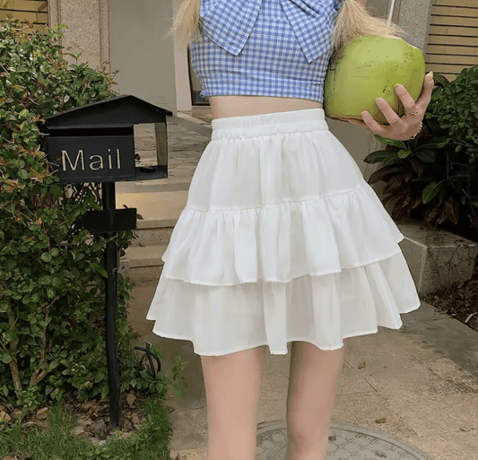 Women’s White Pleated Mini Skirt | Korean Preppy Style for Summer 2025