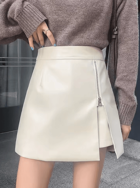 Trendy High-Waisted PU Leather Short Skirt - Autumn & Winter Korean Style