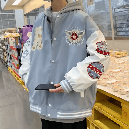 American Style Loose-Fit Bomber Jacket - Casual Autumn & Winter Top for Men