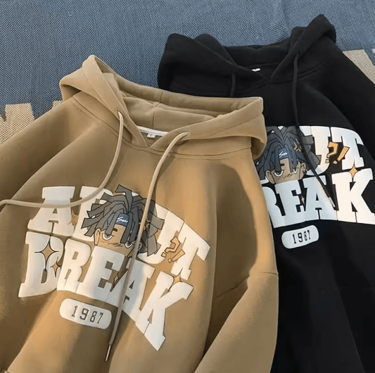 Vintage Cartoon Graphic Hoodie – Oversized Y2K Hip Hop Streetwear for Men