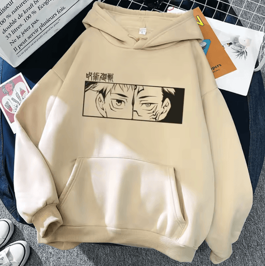 90s Streetwear Anime Hoodie – Jujutsu Kaisen Gojo & Yuji Unisex Sweatshirt