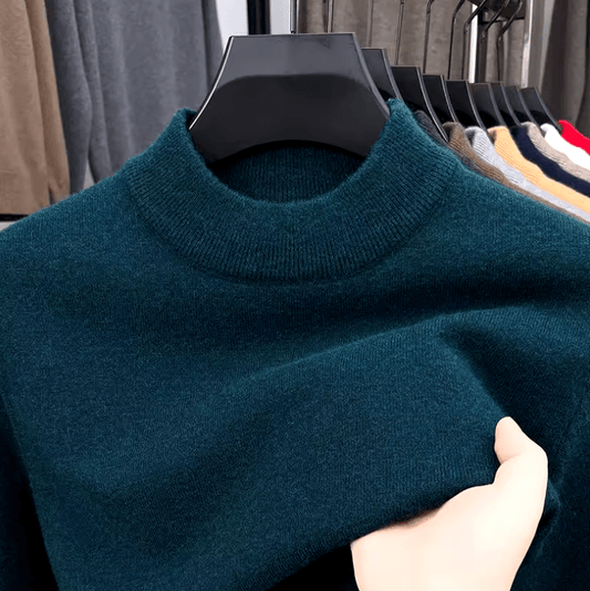 Men’s High-Quality Winter Sweater – Thick Mock Neck Pullover for Business
