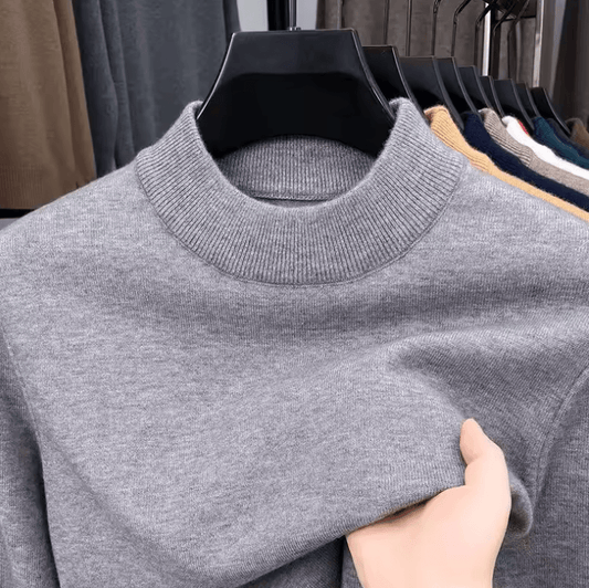 Men’s High-Quality Winter Sweater – Thick Mock Neck Pullover for Business