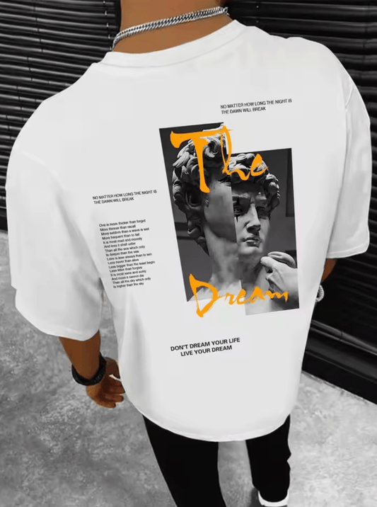 Live Your Dream Men’s Summer T-Shirt - 100% Cotton, Streetwear Style, Breathable Loose Fit