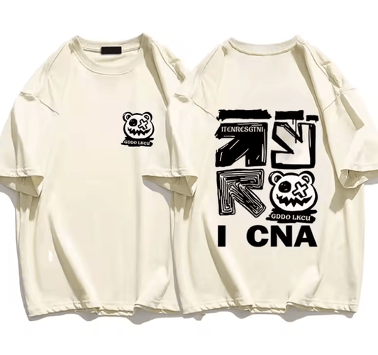 Men’s Summer Cotton T-Shirt - Korean Streetwear with Funny Patterns, Oversized Fit